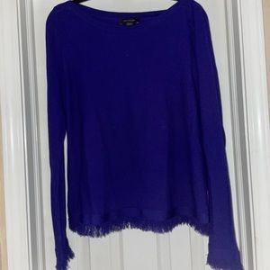 Ann Taylor sweater with fringe on hem and sleeves